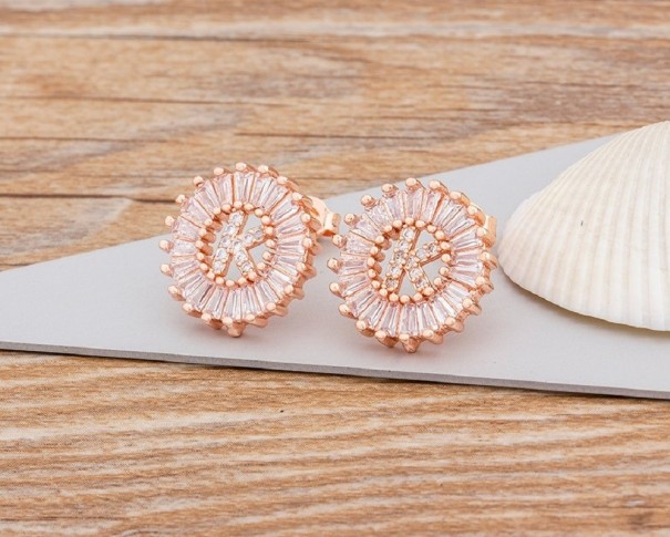 Boucles d'oreilles pendantes pour femmes avec lettre vieux rose A