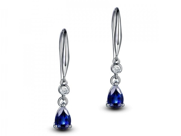 Boucles d'oreilles pendantes pour femmes avec pierre bleu