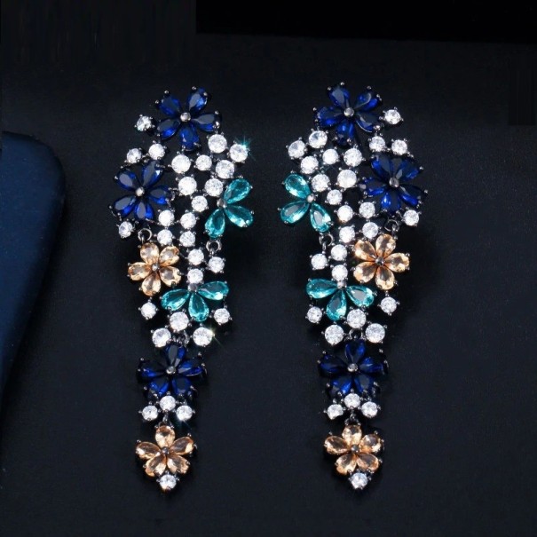 Boucles d'oreilles pendantes pour femmes avec zircon multicolore