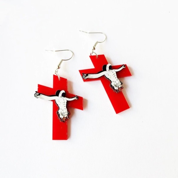 Boucles d'oreilles pendantes pour femmes croix 1