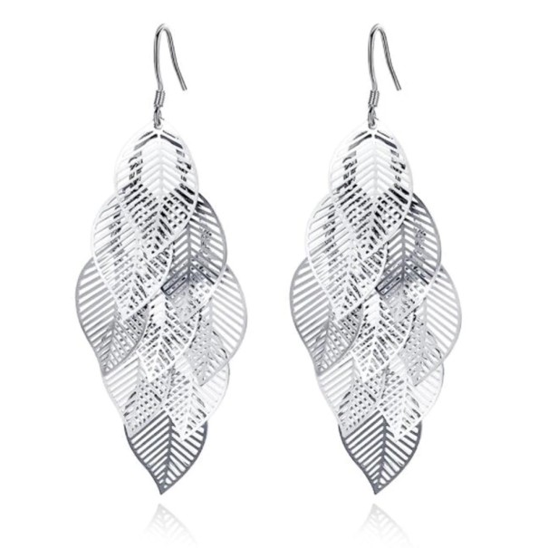 Boucles d'oreilles pendantes pour femmes feuilles 1