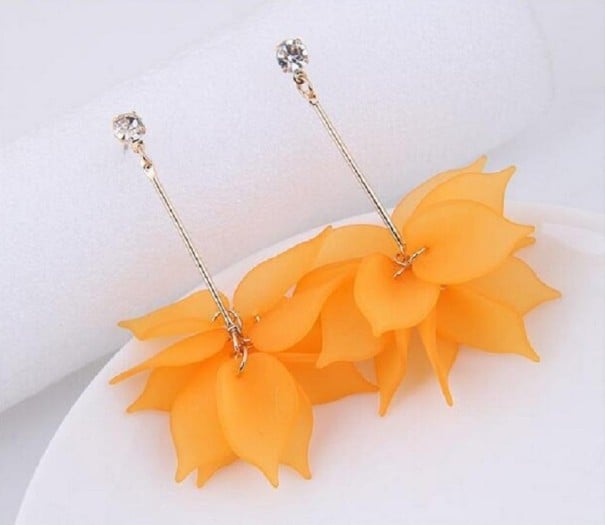 Boucles d'oreilles pendantes pour femmes fleurs G998 orange