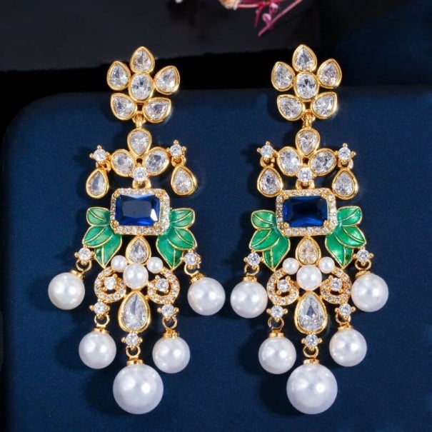 Boucles d'oreilles pendantes pour femmes G1003 bleu