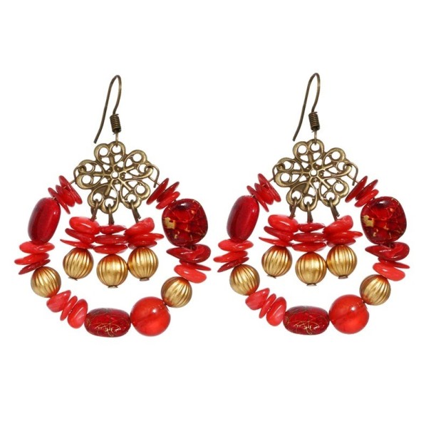 Boucles d'oreilles pendantes pour femmes G1333 rouge