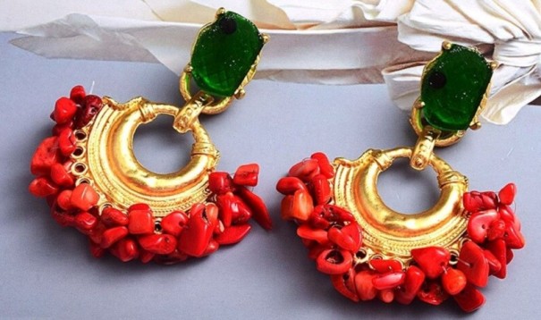 Boucles d'oreilles pendantes pour femmes G245 rouge