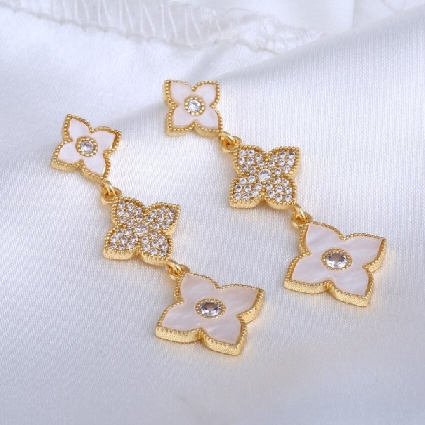 Boucles d'oreilles pendantes pour femmes G601 blanc 2