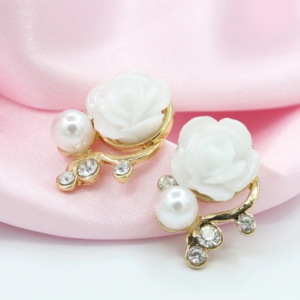 Boucles d'oreilles pendantes roses pour femmes blanc