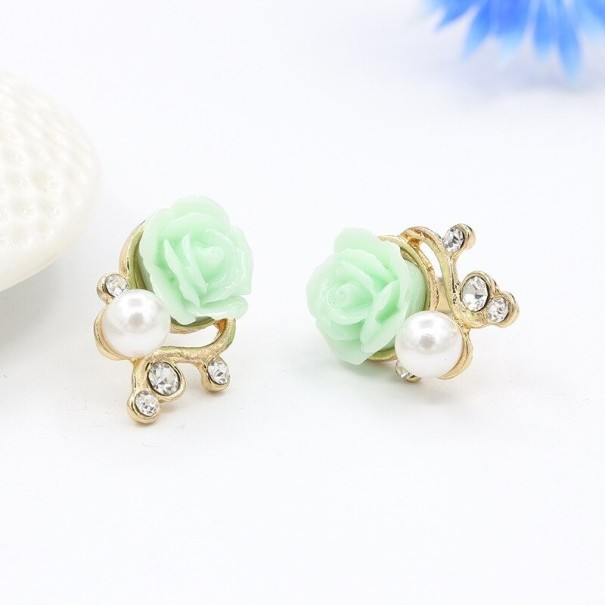 Boucles d'oreilles pendantes roses pour femmes vert clair