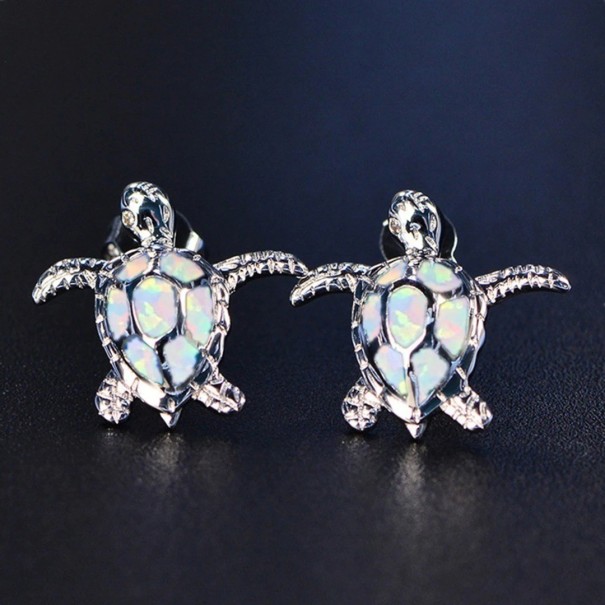 Boucles d'oreilles pendantes tortue pour femmes blanc