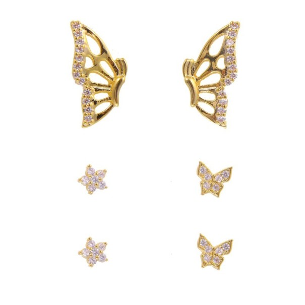 Boucles d'oreilles pour femmes 3 paires A3177 doré