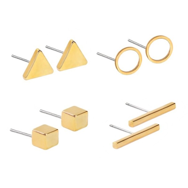 Boucles d'oreilles pour femmes 4 paires G1013 doré