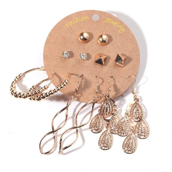Boucles d'oreilles pour femmes 6 paires G1398 10