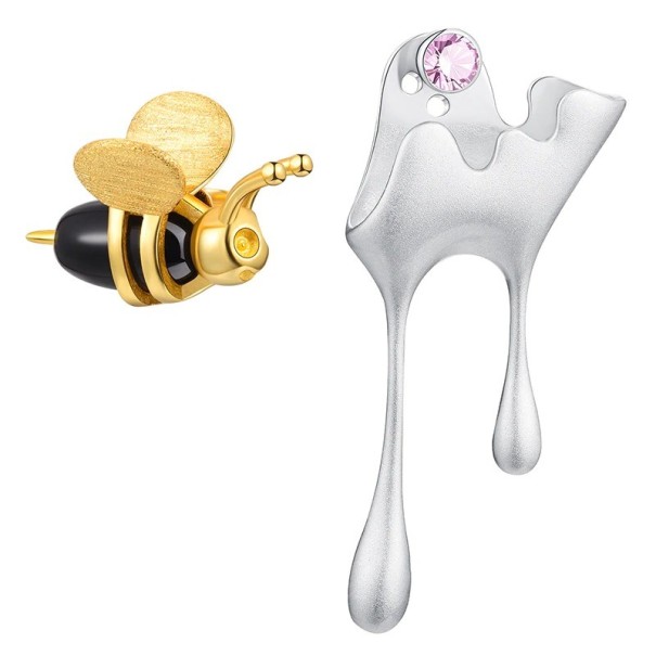 Boucles d'oreilles pour femmes abeille et miel argenté