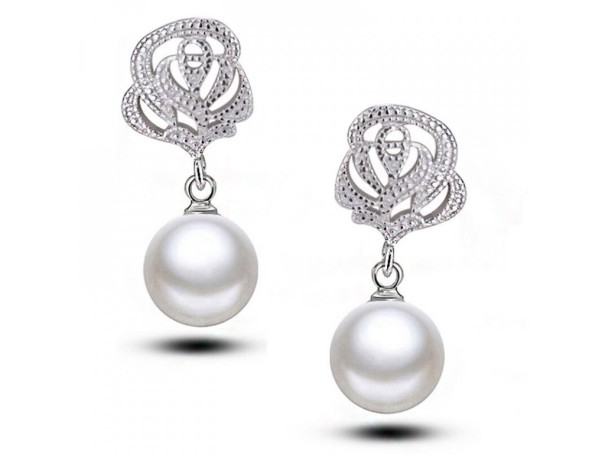 Boucles d'oreilles pour femmes avec perles et zircon 15