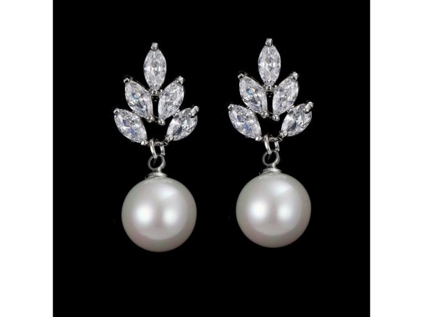 Boucles d'oreilles pour femmes avec perles et zircon 16
