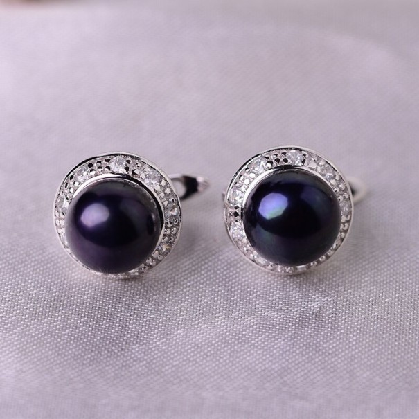 Boucles d'oreilles pour femmes avec perles H797 noir