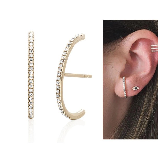 Boucles d'oreilles pour femmes avec pierres doré