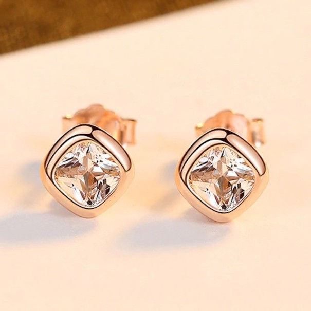 Boucles d'oreilles pour femmes en forme de carré avec cristal 3