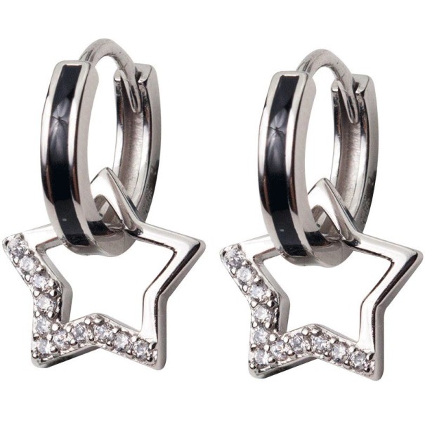 Boucles d'oreilles pour femmes en forme de cerceau avec étoile R108 1