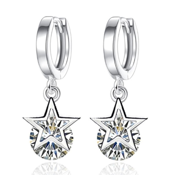 Boucles d'oreilles pour femmes en forme de cercle avec étoile et pierre 1