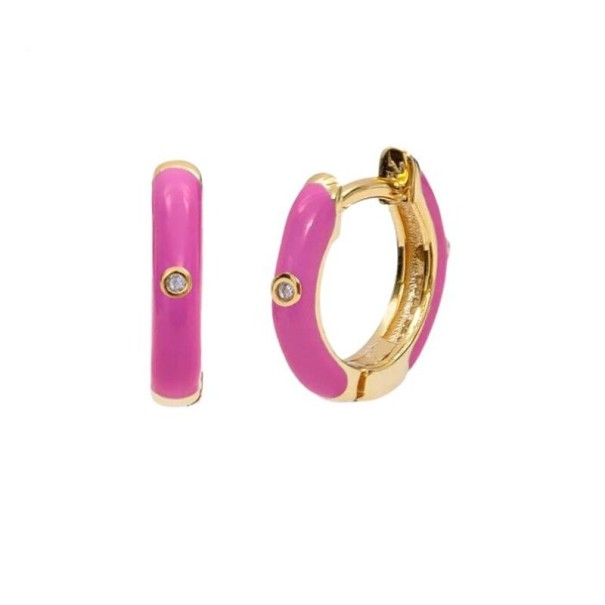 Boucles d'oreilles pour femmes en forme de cercle avec zircon rose foncé