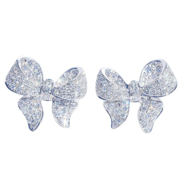 Boucles d'oreilles pour femmes en nœud avec zircon 1