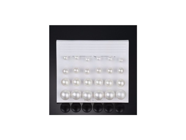 Boucles d'oreilles pour femmes Perles 12 paires J1136 blanc