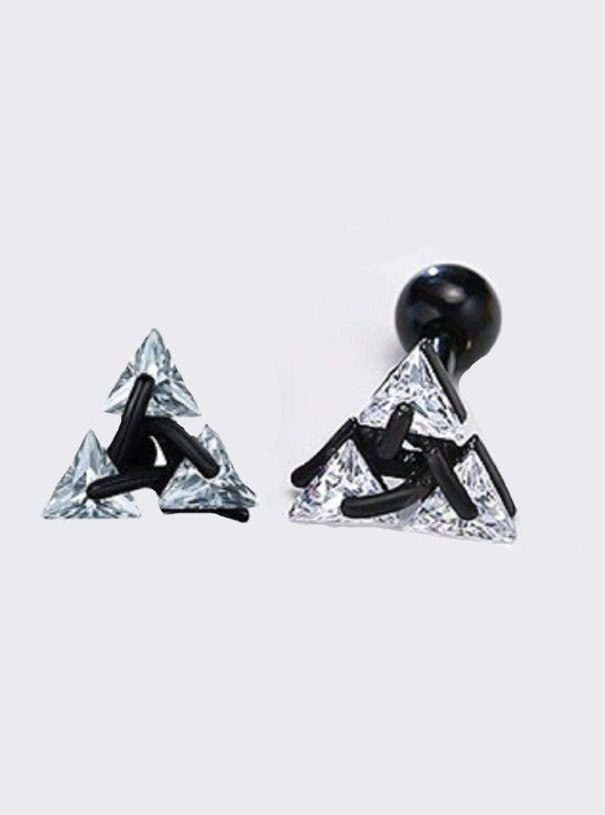 Boucles d'oreilles puces avec zircon G1023 noir