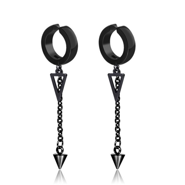 Boucles d'oreilles rondes avec pendentif G651 noir 2