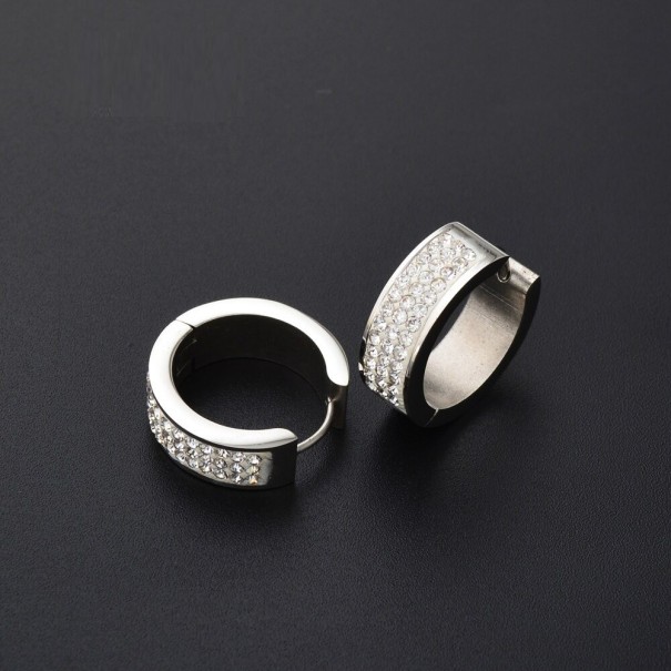 Boucles d'oreilles rondes avec zircon argenté 7 mm