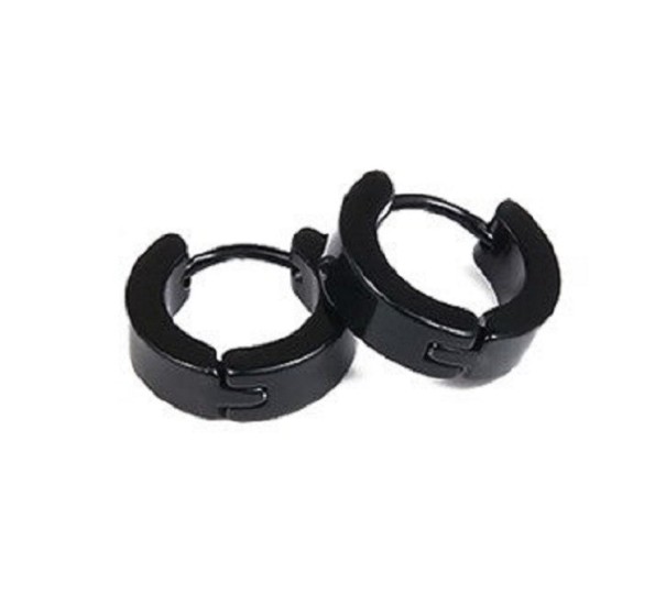 Boucles d'oreilles rondes noir 1