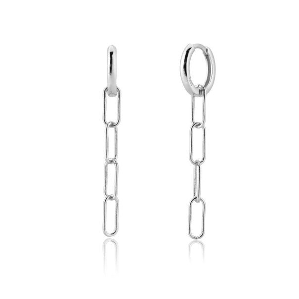 Boucles d'oreilles rondes pour femmes avec chaîne A3157 argenté