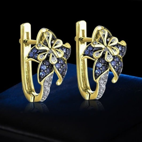 Boucles d'oreilles rondes pour femmes avec fleur G1313 doré