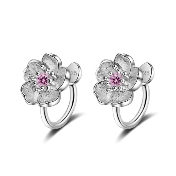 Boucles d'oreilles rondes pour femmes avec fleur 1