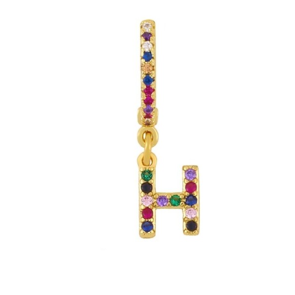 Boucles d'oreilles rondes pour femmes avec lettres H