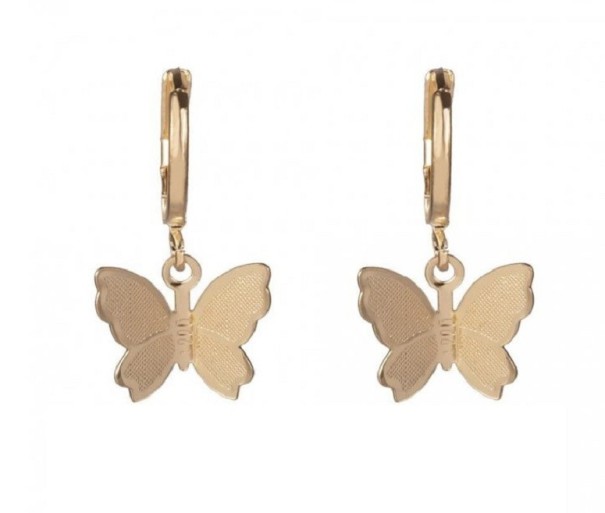 Boucles d'oreilles rondes pour femmes avec papillon J147 1