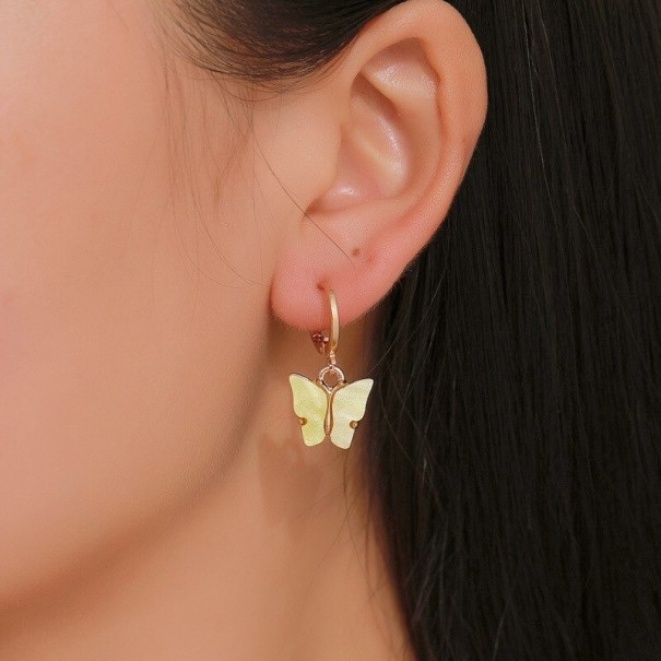 Boucles d'oreilles rondes pour femmes avec papillon J147 8