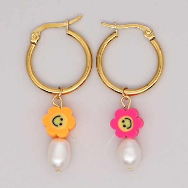 Boucles d'oreilles rondes pour femmes avec pendentif G192 1