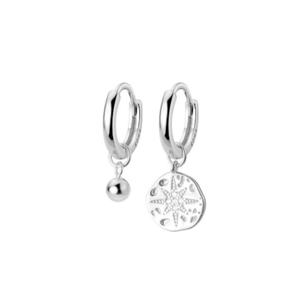Boucles d'oreilles rondes pour femmes avec pendentif G541 argenté 1