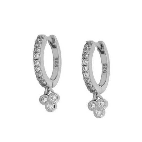 Boucles d'oreilles rondes pour femmes avec pendentifs argenté 13