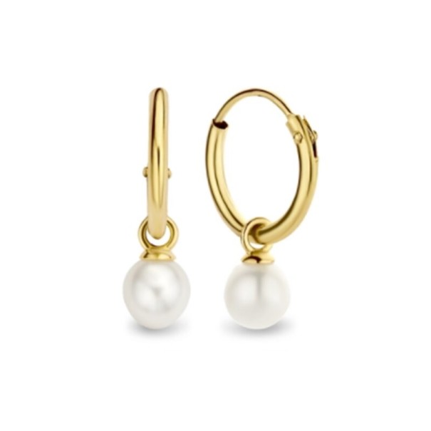 Boucles d'oreilles rondes pour femmes avec perle G1473 doré