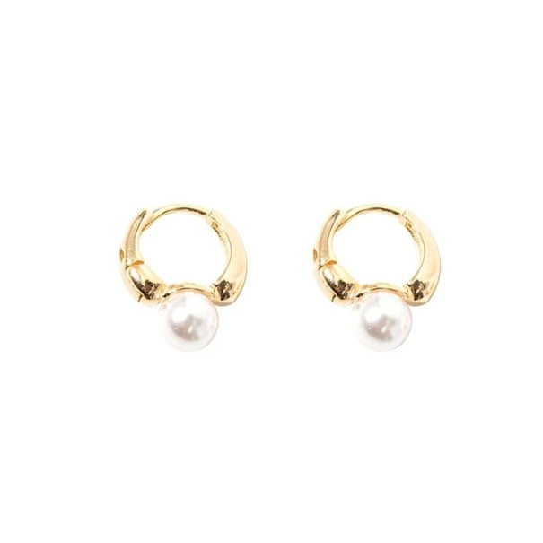 Boucles d'oreilles rondes pour femmes avec perle J445 doré