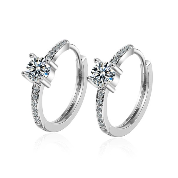 Boucles d'oreilles rondes pour femmes avec pierres argenté 1