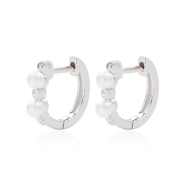 Boucles d'oreilles rondes pour femmes avec pierres argenté 1