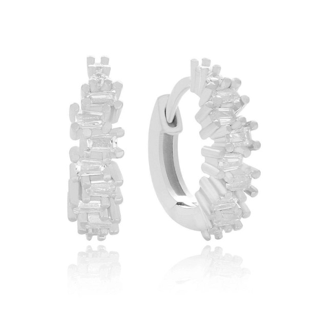 Boucles d'oreilles rondes pour femmes avec pierres argenté 9