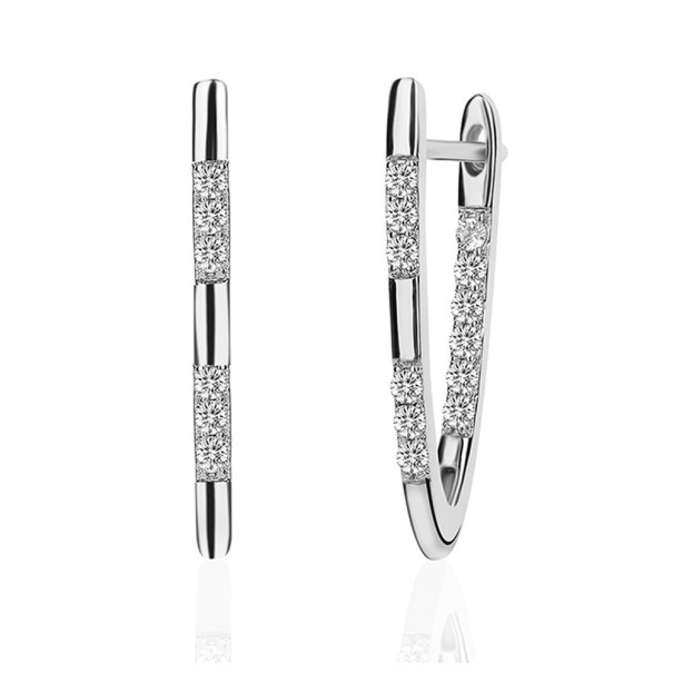 Boucles d'oreilles rondes pour femmes avec zircon argenté