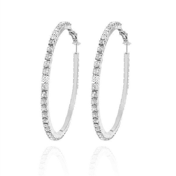 Boucles d'oreilles rondes pour femmes avec zircon argenté