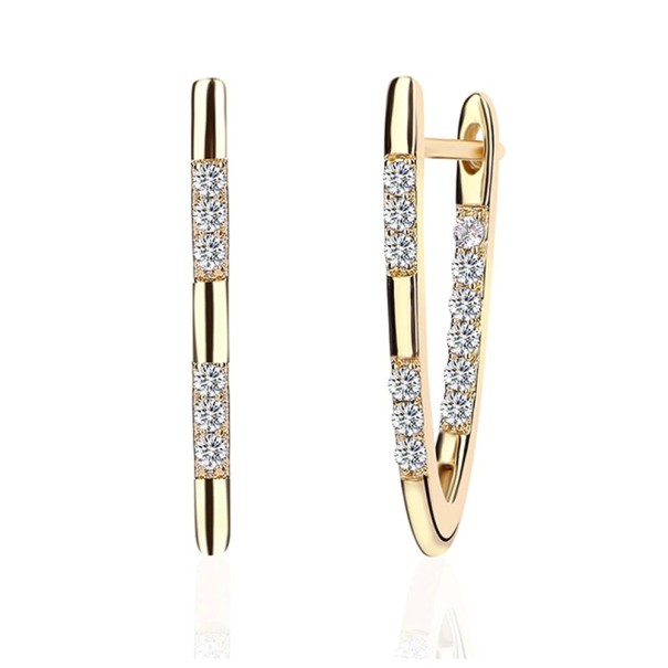 Boucles d'oreilles rondes pour femmes avec zircon doré