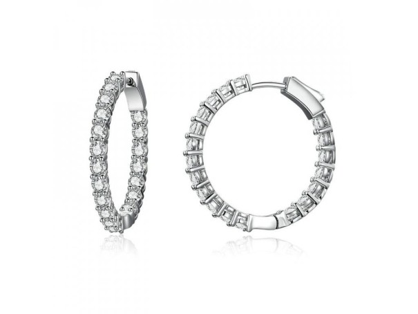 Boucles d'oreilles rondes pour femmes avec zircons G1345 1