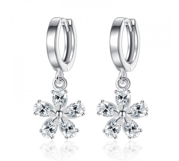 Boucles d'oreilles rondes pour femmes fleur 4